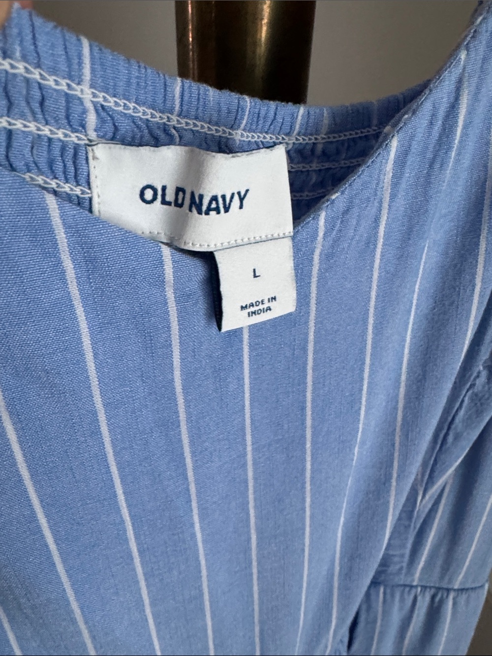 Old Navy Light Blue Pinstripe Midi Dress - Picture 3 of 5